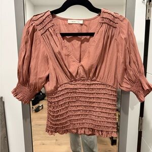 Mustard Seed Mauve Smocked Blouse